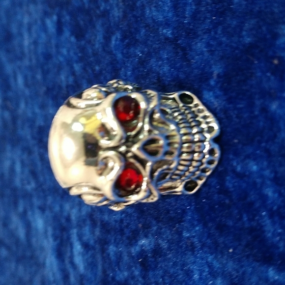 Skeleton Skull Statement Ring Stainless Steel Red Eyes Gothic Bikers Streetwear - Picture 2 of 8